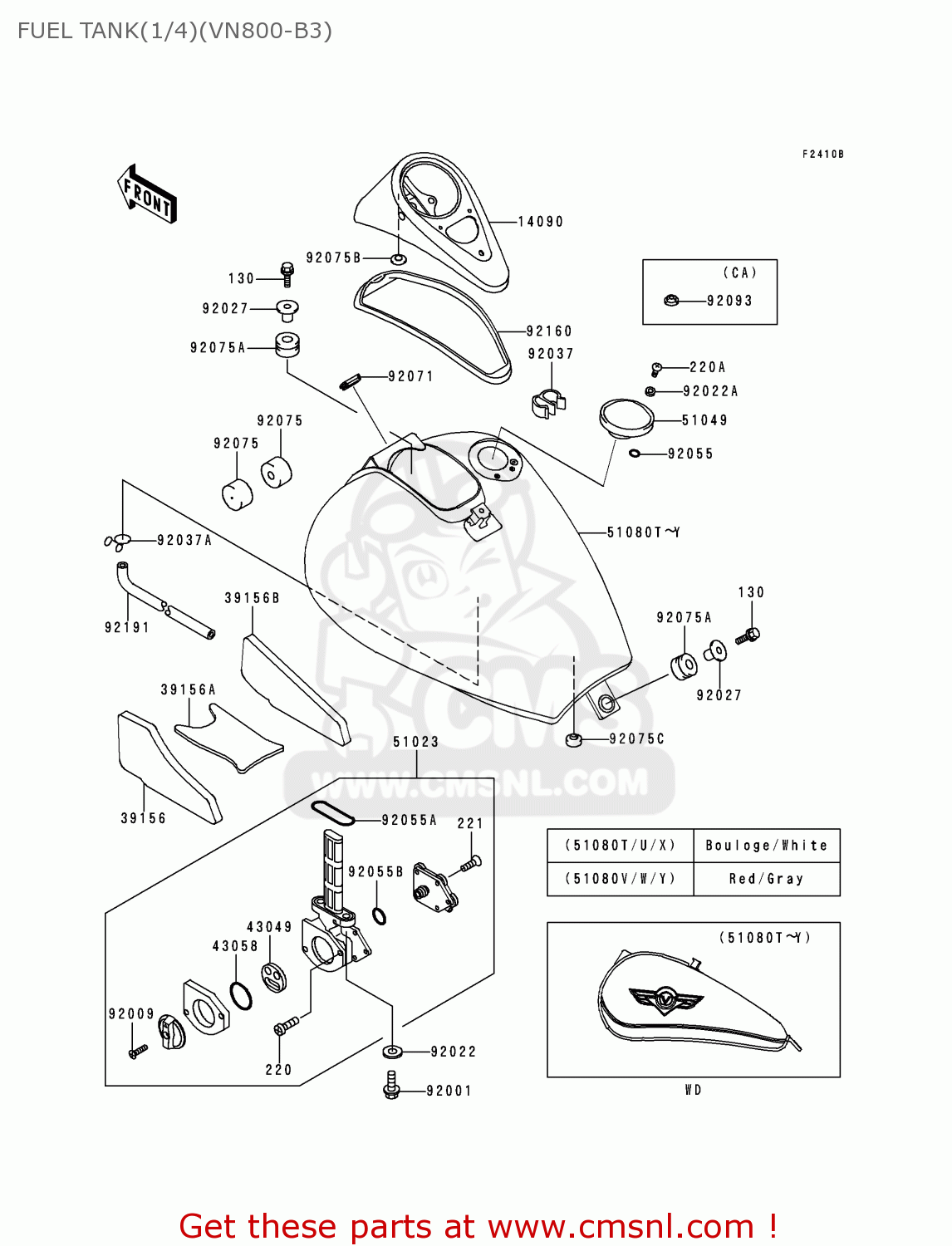 FUEL TANK(1/4)(VN800-B3) VN800B3 VULCAN 800 CLASSIC 1998 USA CALIFORNIA CANADA