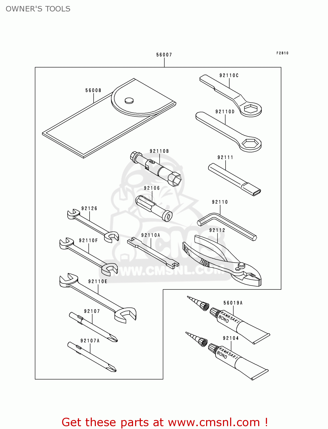 OWNER'S TOOLS VN800B3 VULCAN 800 CLASSIC 1998 USA CALIFORNIA CANADA