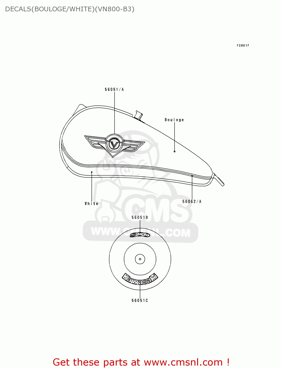 DECALS(BOULOGE/WHITE)(VN800-B3) VN800B3 VULCAN 800 CLASSIC 1998 USA CALIFORNIA CANADA