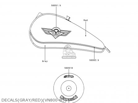 DECALS(GRAY/RED)(VN800-B3) - VN800B3 VULCAN 800 CLASSIC 1998 USA CALIFORNIA CANADA