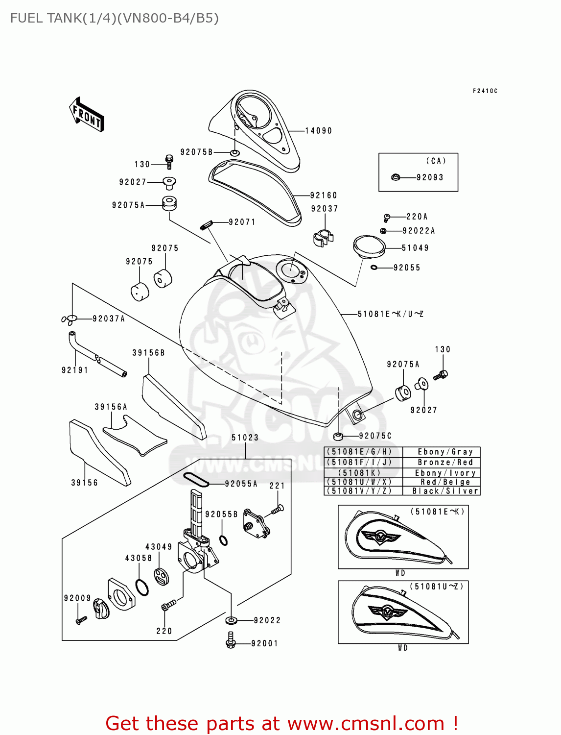 FUEL TANK(1/4)(VN800-B4/B5) VN800B4 VULCAN 800 CLASSIC 1999 USA CALIFORNIA CANADA