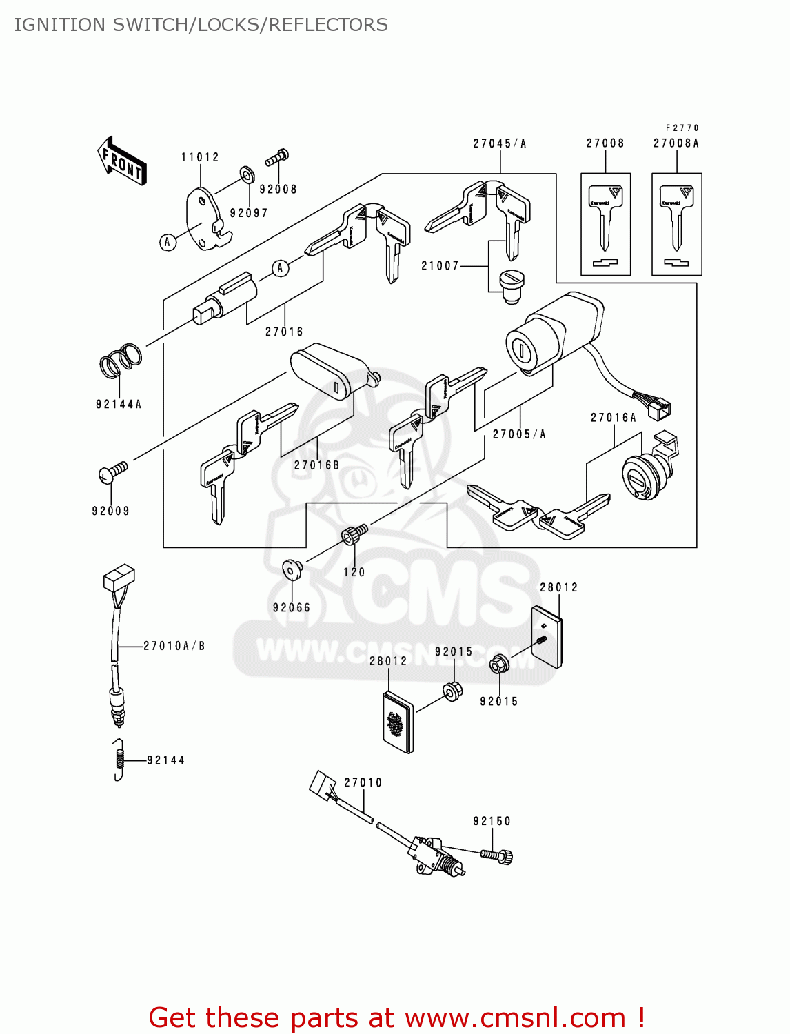 IGNITION SWITCH/LOCKS/REFLECTORS VN800B4 VULCAN 800 CLASSIC 1999 USA CALIFORNIA CANADA