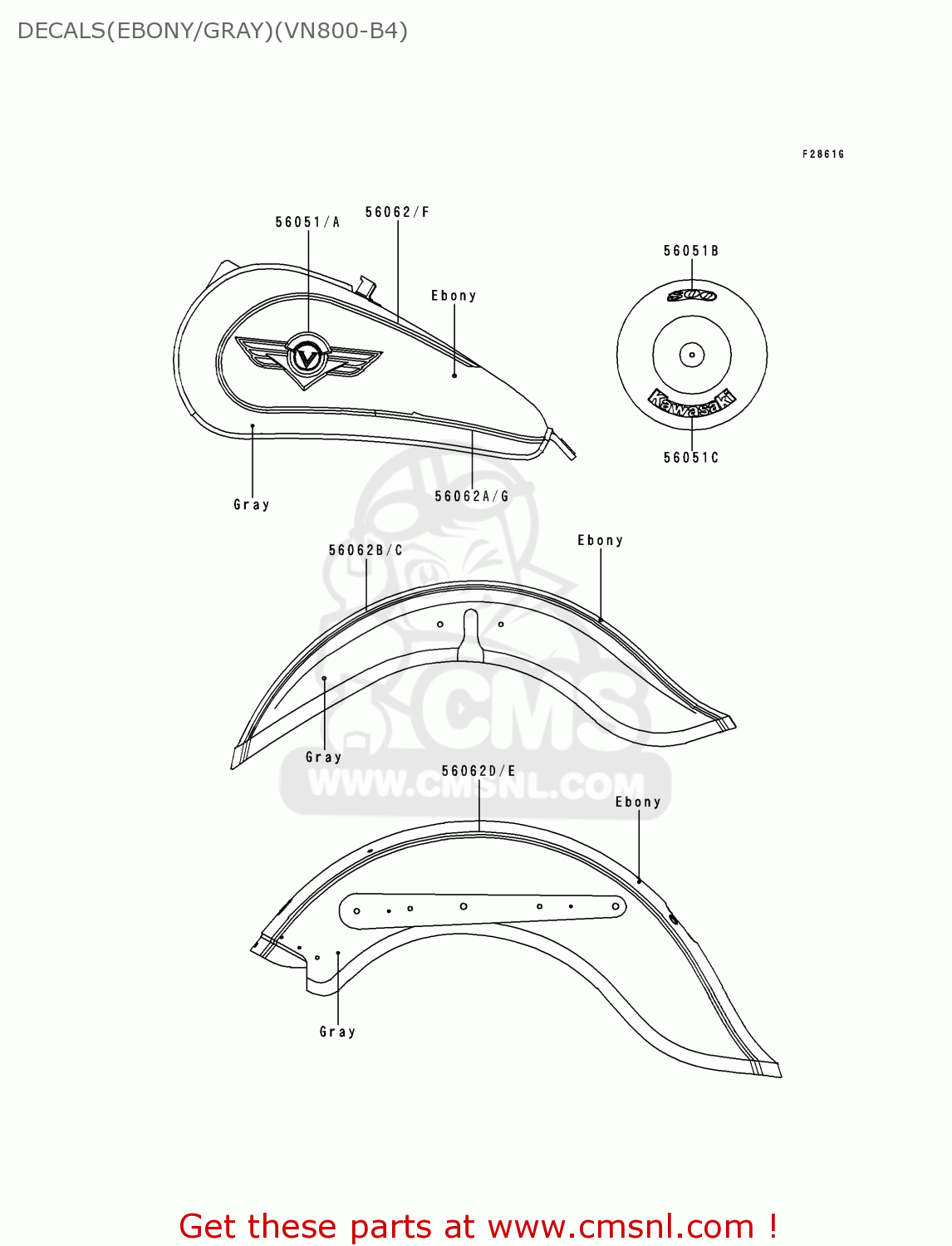 DECALS(EBONY/GRAY)(VN800-B4) VN800B4 VULCAN 800 CLASSIC 1999 USA CALIFORNIA CANADA