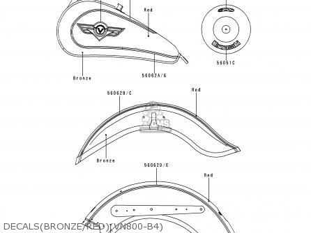 DECALS(BRONZE/RED)(VN800-B4) - VN800B4 VULCAN 800 CLASSIC 1999 USA CALIFORNIA CANADA