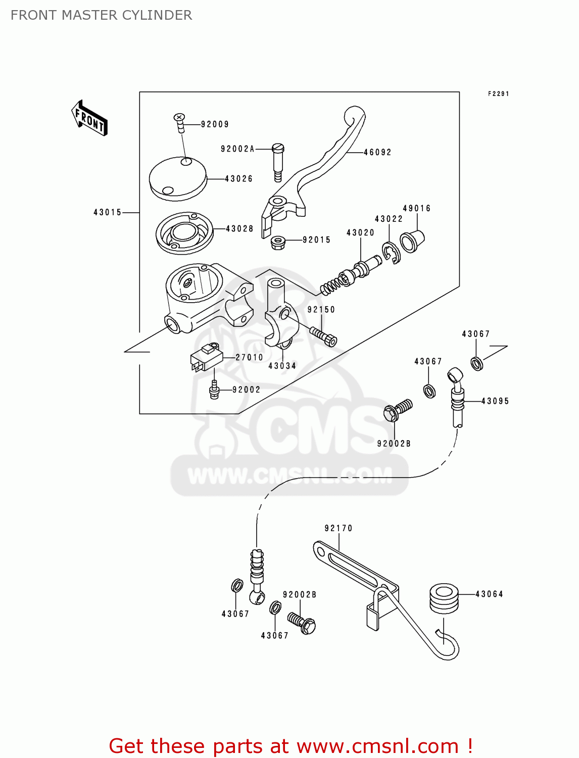 FRONT MASTER CYLINDER VN800B5 VN800 CLASSIC 2000 EURO UK FR NL AR FG IS IT NR SD SP ST