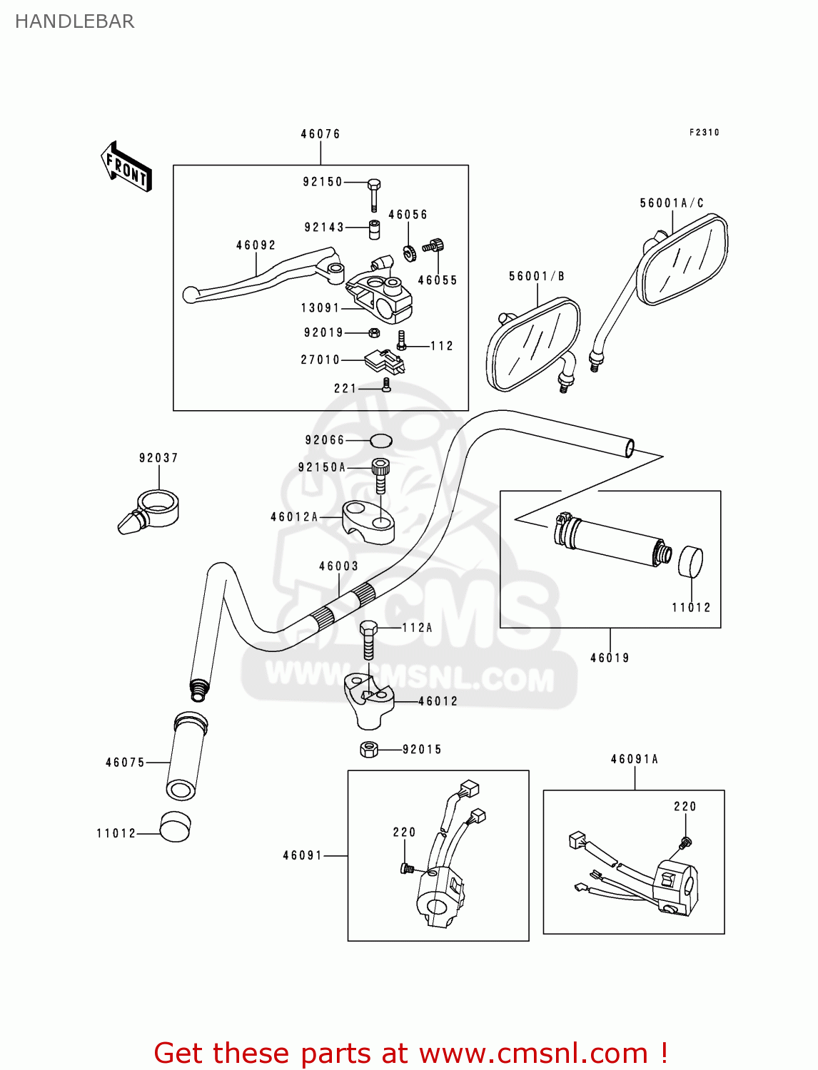 HANDLEBAR VN800B5 VN800 CLASSIC 2000 EURO UK FR NL AR FG IS IT NR SD SP ST