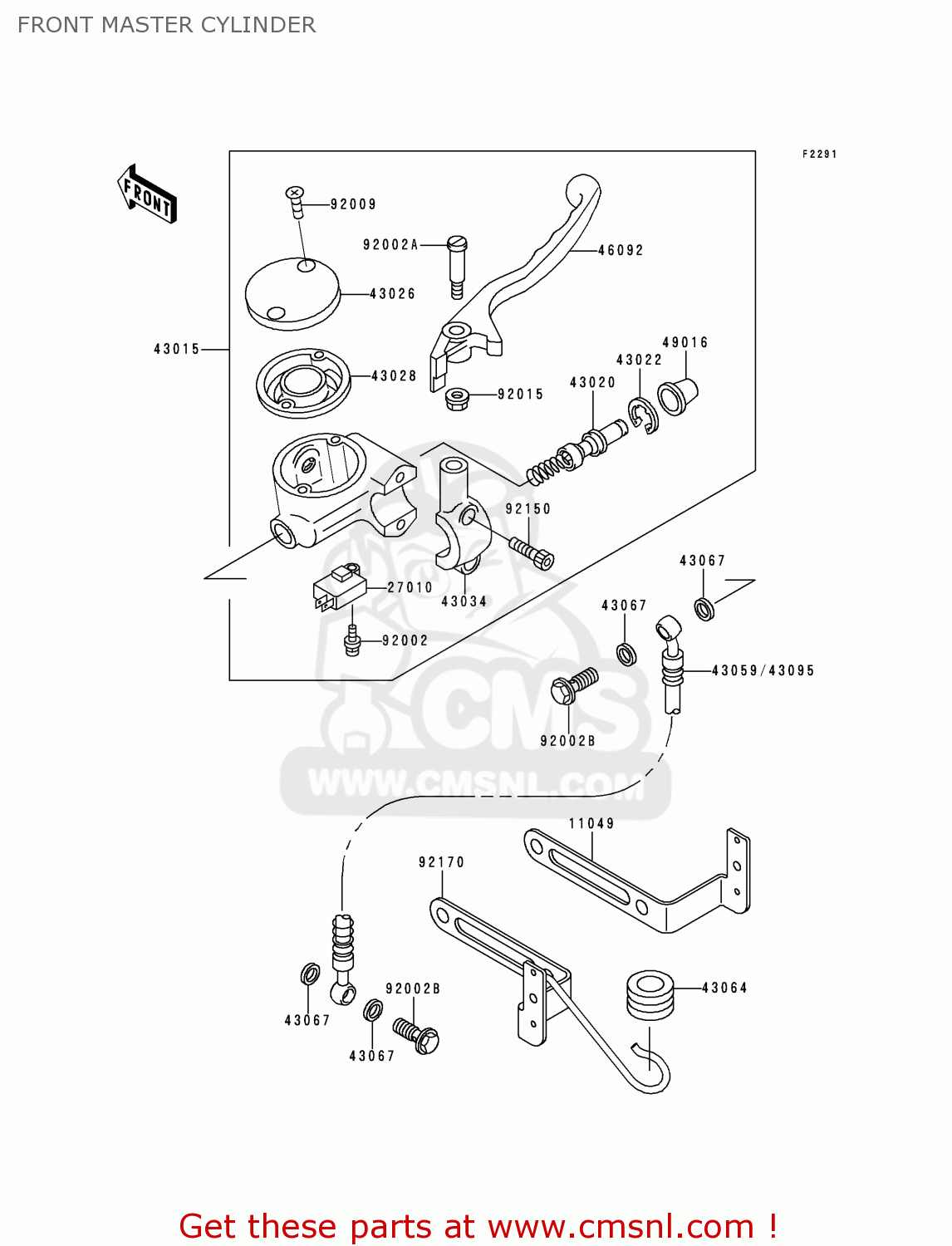 FRONT MASTER CYLINDER VN800B5 VULCAN 800 CLASSIC 2000 USA CALIFORNIA CANADA