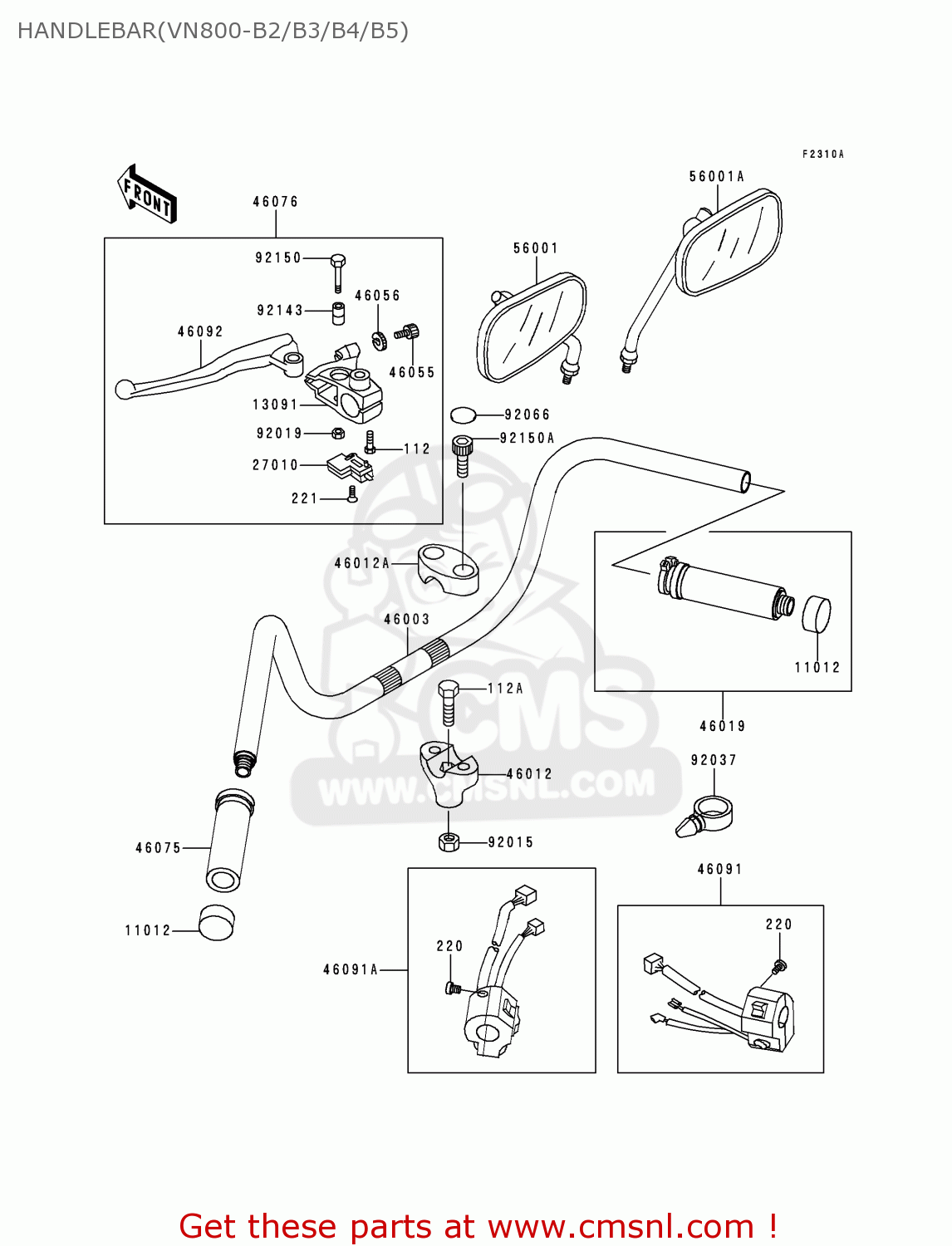 HANDLEBAR(VN800-B2/B3/B4/B5) VN800B5 VULCAN 800 CLASSIC 2000 USA CALIFORNIA CANADA