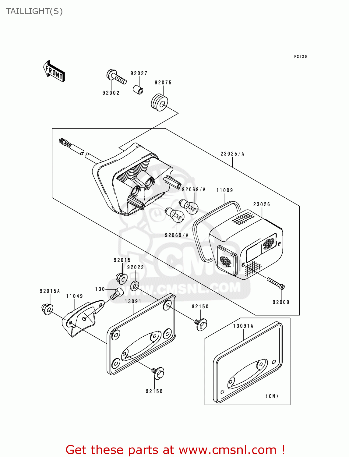 TAILLIGHT(S) VN800B5 VULCAN 800 CLASSIC 2000 USA CALIFORNIA CANADA