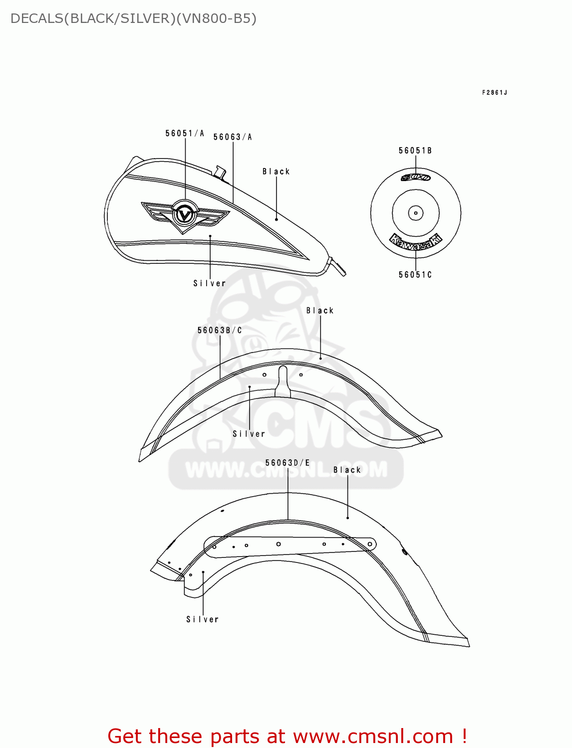 DECALS(BLACK/SILVER)(VN800-B5) VN800B5 VULCAN 800 CLASSIC 2000 USA CALIFORNIA CANADA