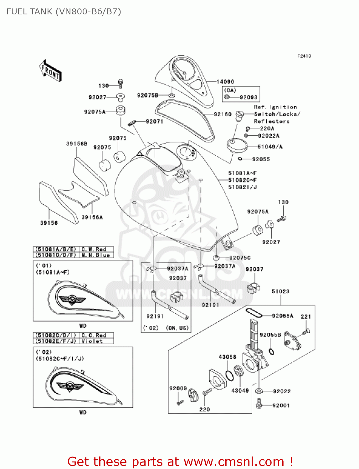 FUEL TANK (VN800-B6/B7) VN800B6 VULCAN 800 CLASSIC 2001 USA CALIFORNIA CANADA