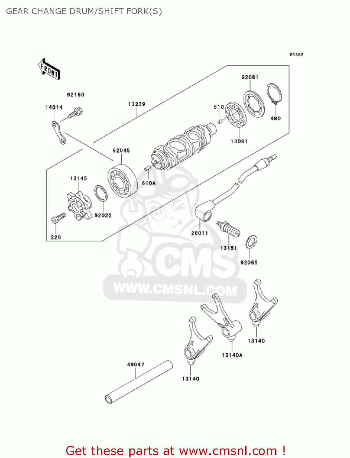 GEAR CHANGE DRUM/SHIFT FORK(S) VN800B6 VULCAN 800 CLASSIC 2001 USA CALIFORNIA CANADA