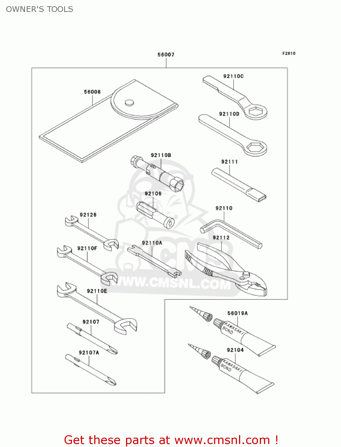 OWNER'S TOOLS VN800B6 VULCAN 800 CLASSIC 2001 USA CALIFORNIA CANADA