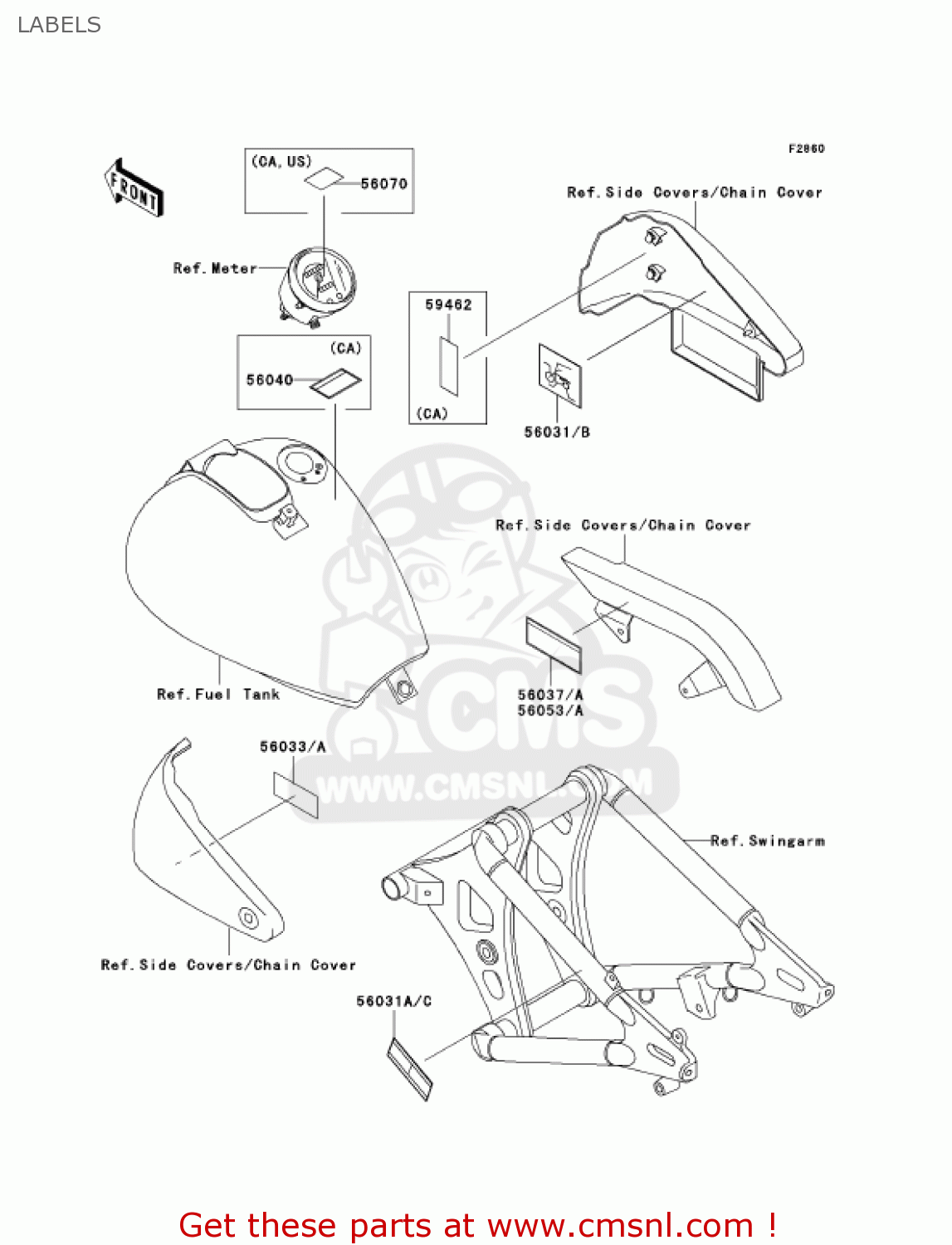 LABELS VN800B6 VULCAN 800 CLASSIC 2001 USA CALIFORNIA CANADA