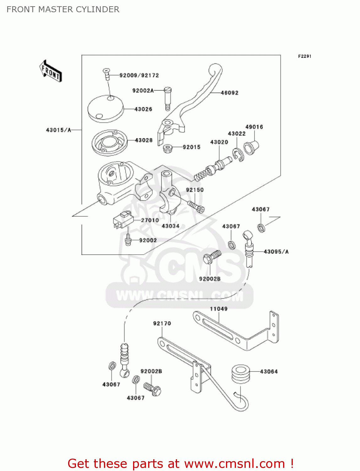 FRONT MASTER CYLINDER VN800B6 VULCAN 800 CLASSIC 2001 USA CALIFORNIA CANADA