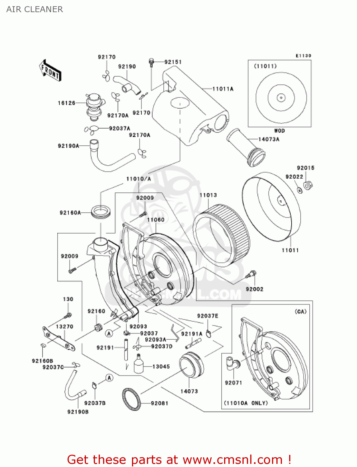 AIR CLEANER VN800B6 VULCAN 800 CLASSIC 2001 USA CALIFORNIA CANADA