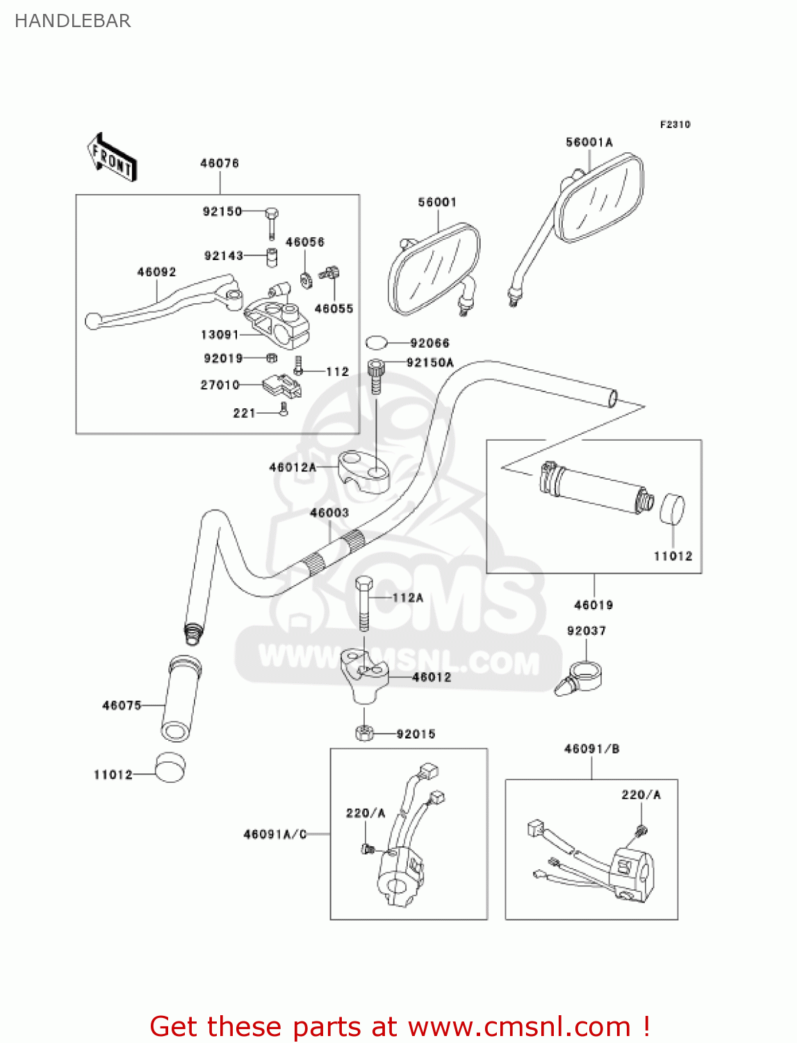 HANDLEBAR VN800B6 VULCAN 800 CLASSIC 2001 USA CALIFORNIA CANADA