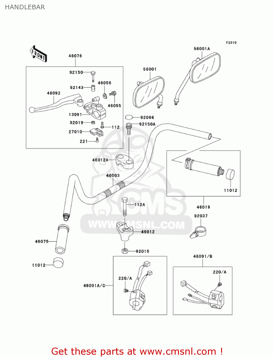 HANDLEBAR VN800B7 VULCAN 800 CLASSIC 2002 USA CALIFORNIA CANADA