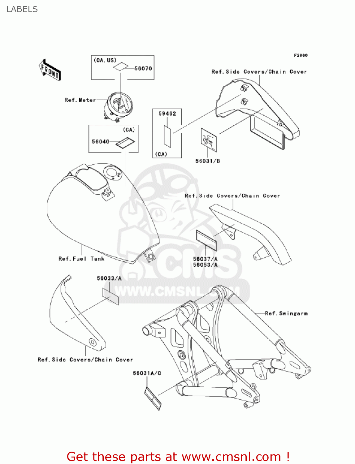 LABELS VN800B7 VULCAN 800 CLASSIC 2002 USA CALIFORNIA CANADA