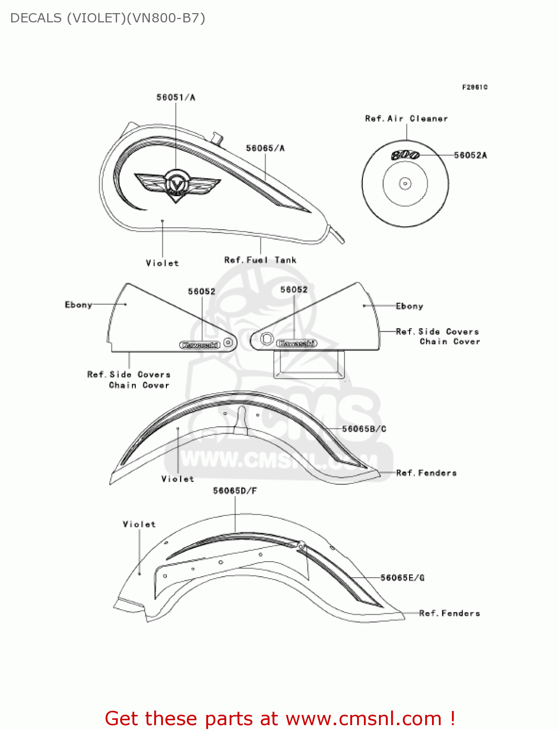 DECALS (VIOLET)(VN800-B7) VN800B7 VULCAN 800 CLASSIC 2002 USA CALIFORNIA CANADA
