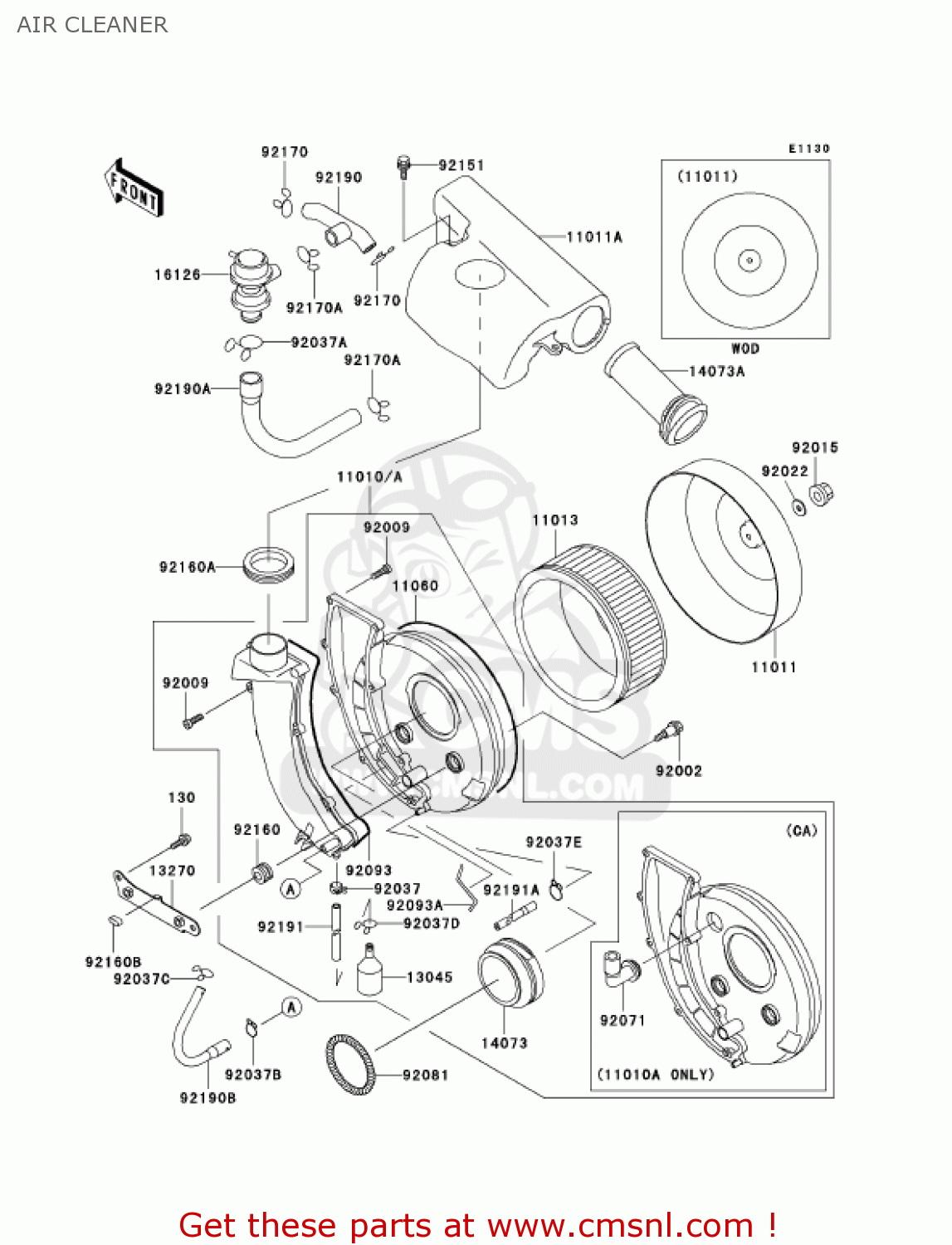 AIR CLEANER VN800B7 VULCAN 800 CLASSIC 2002 USA CALIFORNIA CANADA