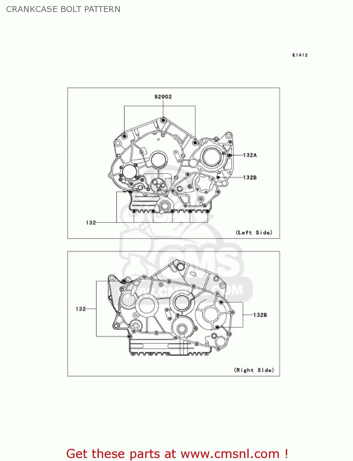 CRANKCASE BOLT PATTERN VN800B7 VULCAN 800 CLASSIC 2002 USA CALIFORNIA CANADA