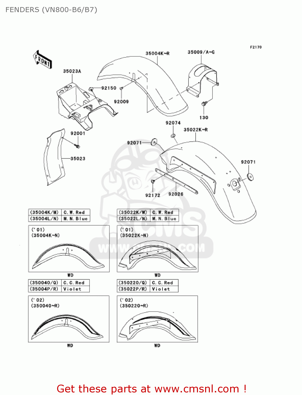FENDERS (VN800-B6/B7) VN800B7 VULCAN 800 CLASSIC 2002 USA CALIFORNIA CANADA