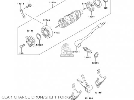GEAR CHANGE DRUM/SHIFT FORK(S) - VN800B7 VULCAN 800 CLASSIC 2002 USA CALIFORNIA CANADA