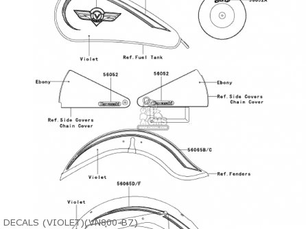 DECALS (VIOLET)(VN800-B7) - VN800B7 VULCAN 800 CLASSIC 2002 USA CALIFORNIA CANADA