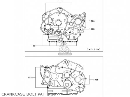 CRANKCASE BOLT PATTERN - VN800B7 VULCAN 800 CLASSIC 2002 USA CALIFORNIA CANADA