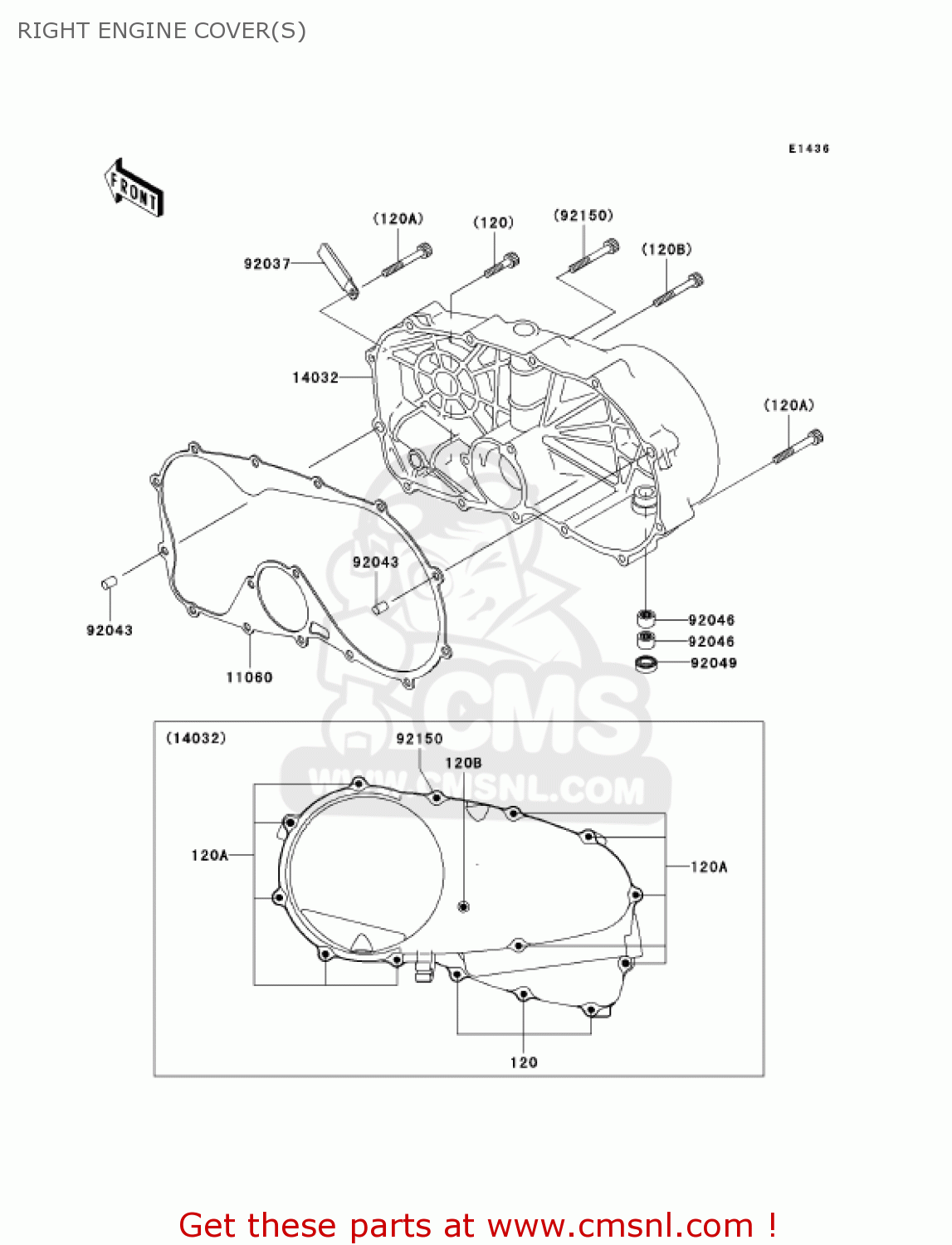 RIGHT ENGINE COVER(S) VN800B8 VULCAN 800 CLASSIC 2003 USA CALIFORNIA CANADA