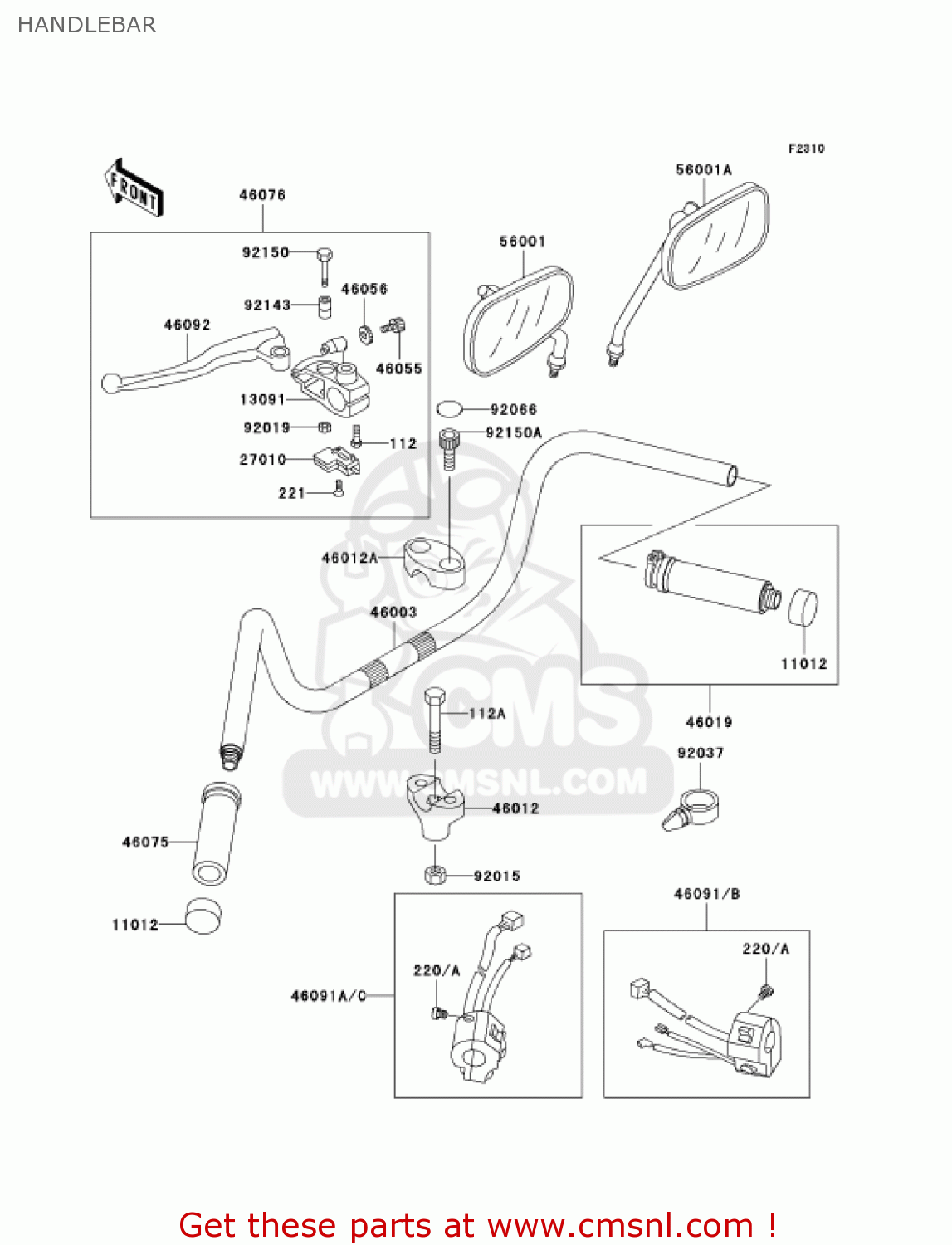 HANDLEBAR VN800B8 VULCAN 800 CLASSIC 2003 USA CALIFORNIA CANADA