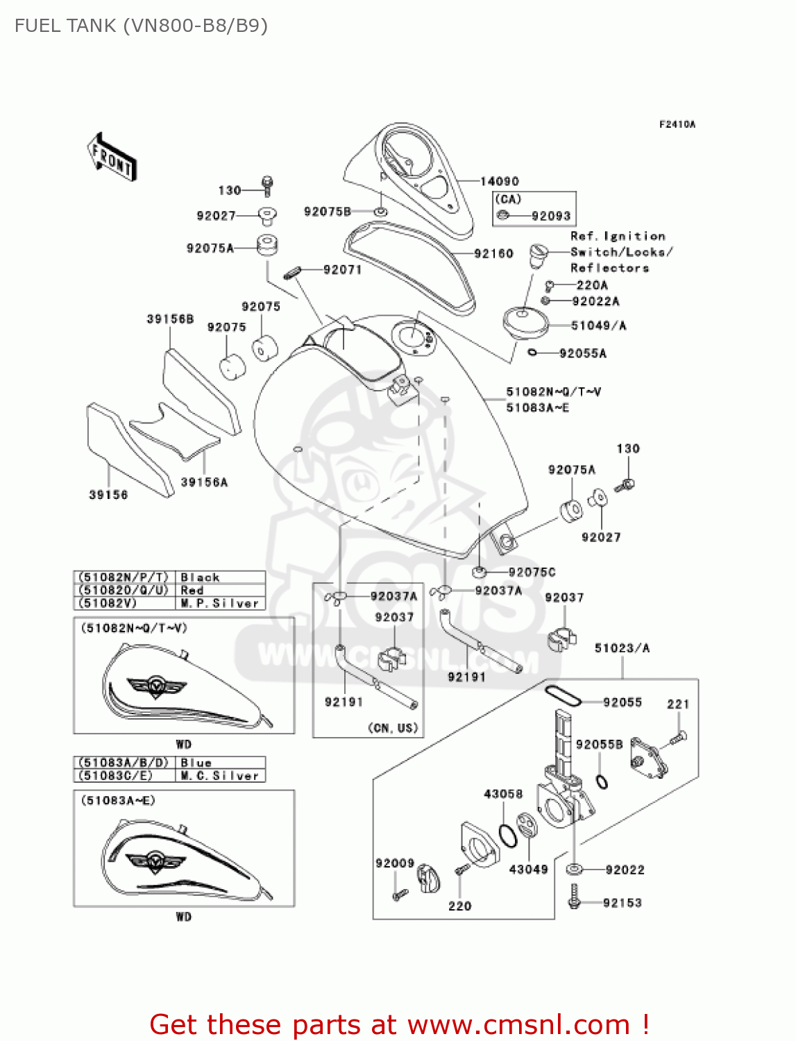 FUEL TANK (VN800-B8/B9) VN800B8 VULCAN 800 CLASSIC 2003 USA CALIFORNIA CANADA