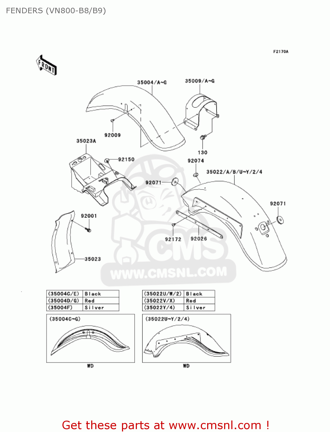 FENDERS (VN800-B8/B9) VN800B8 VULCAN 800 CLASSIC 2003 USA CALIFORNIA CANADA