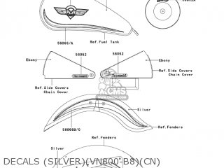 DECALS (SILVER)(VN800-B8)(CN) - VN800B8 VULCAN 800 CLASSIC 2003 USA CALIFORNIA CANADA