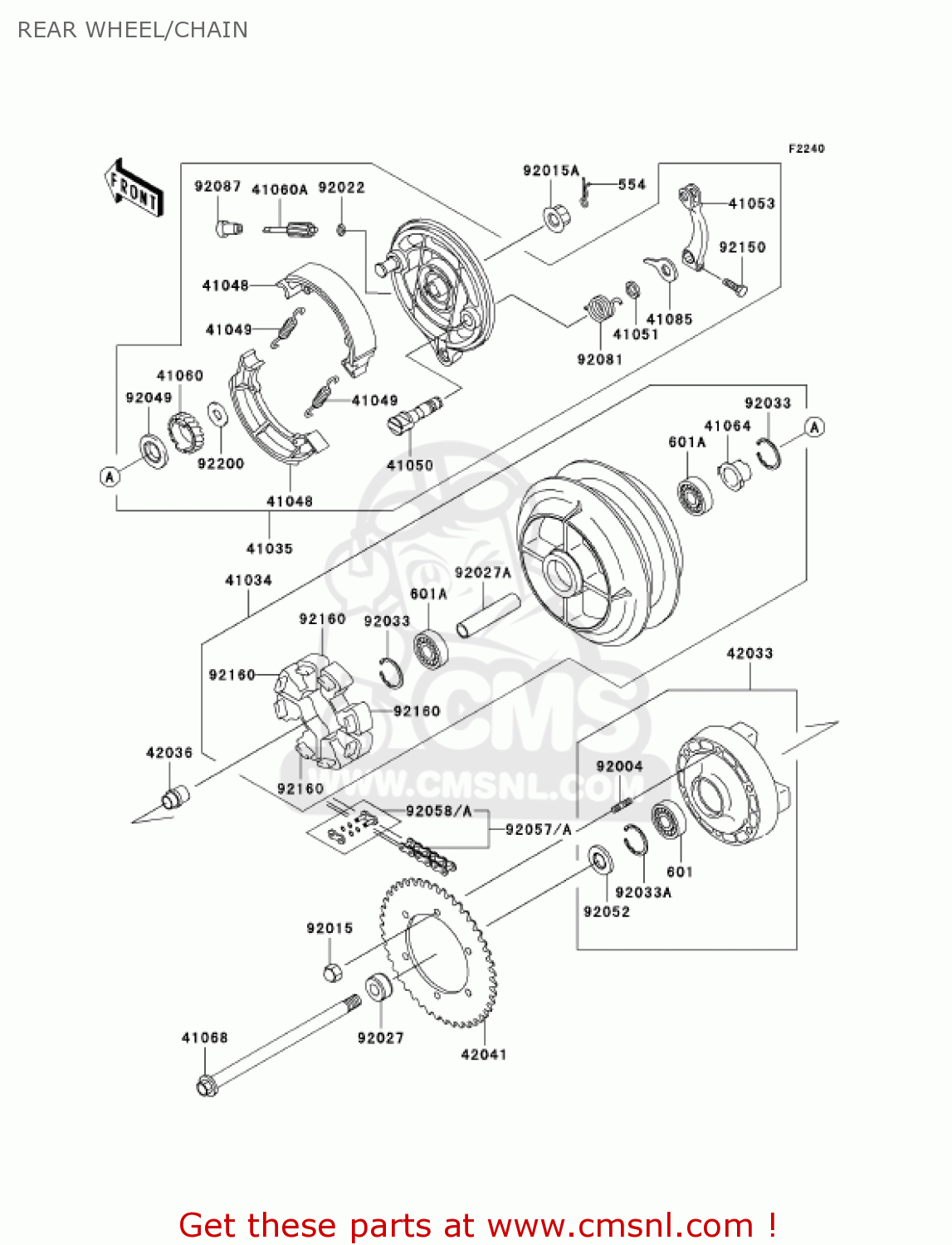 REAR WHEEL/CHAIN VN800B9 VULCAN 800 CLASSIC 2004 USA CALIFORNIA CANADA