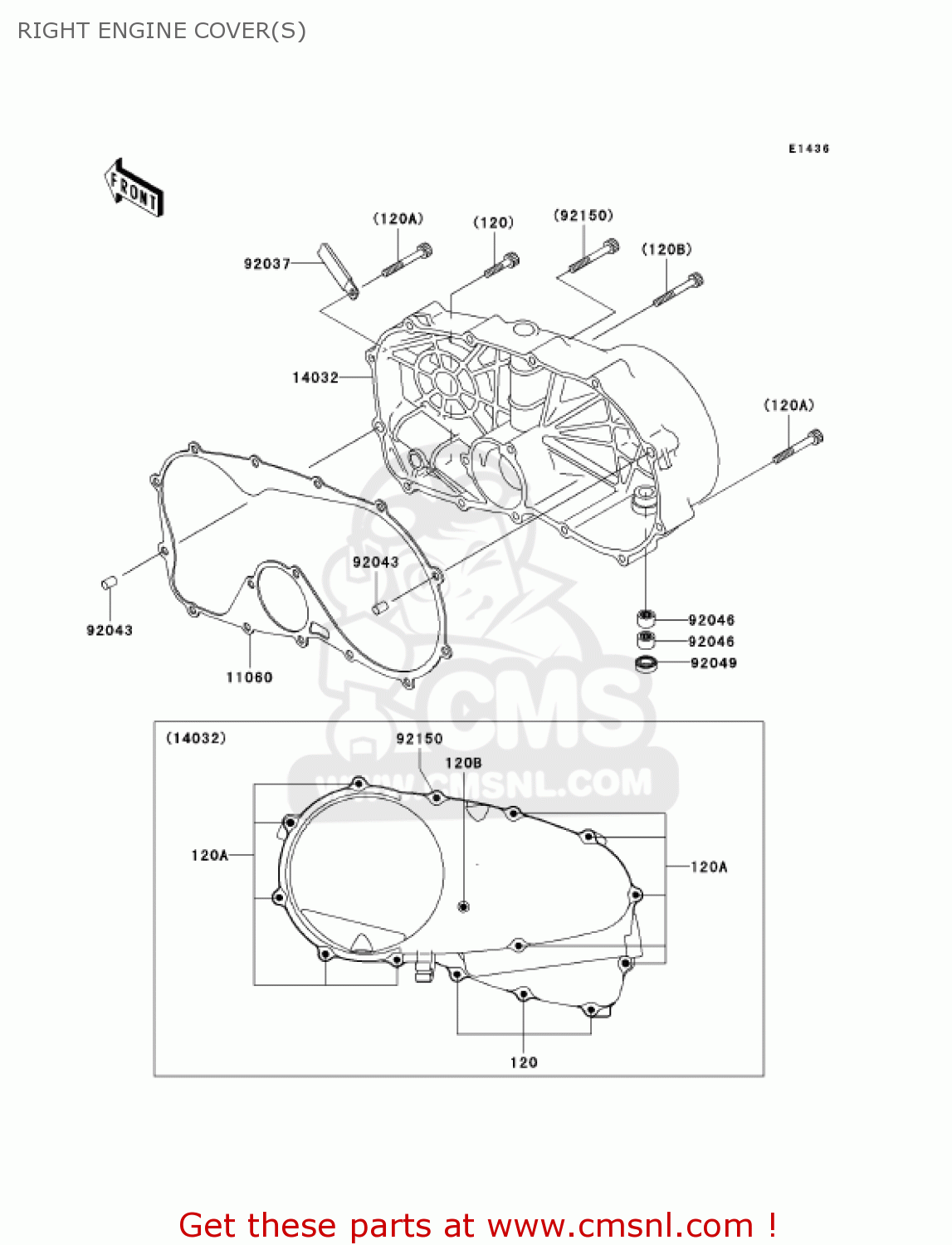 RIGHT ENGINE COVER(S) VN800B9 VULCAN 800 CLASSIC 2004 USA CALIFORNIA CANADA