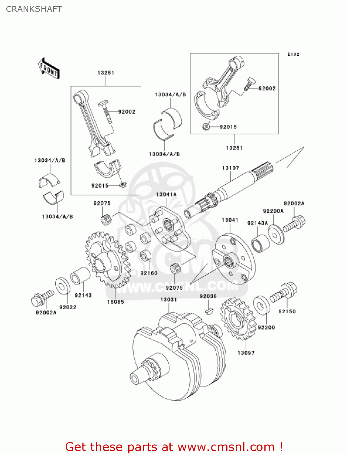 CRANKSHAFT VN800B9 VULCAN 800 CLASSIC 2004 USA CALIFORNIA CANADA