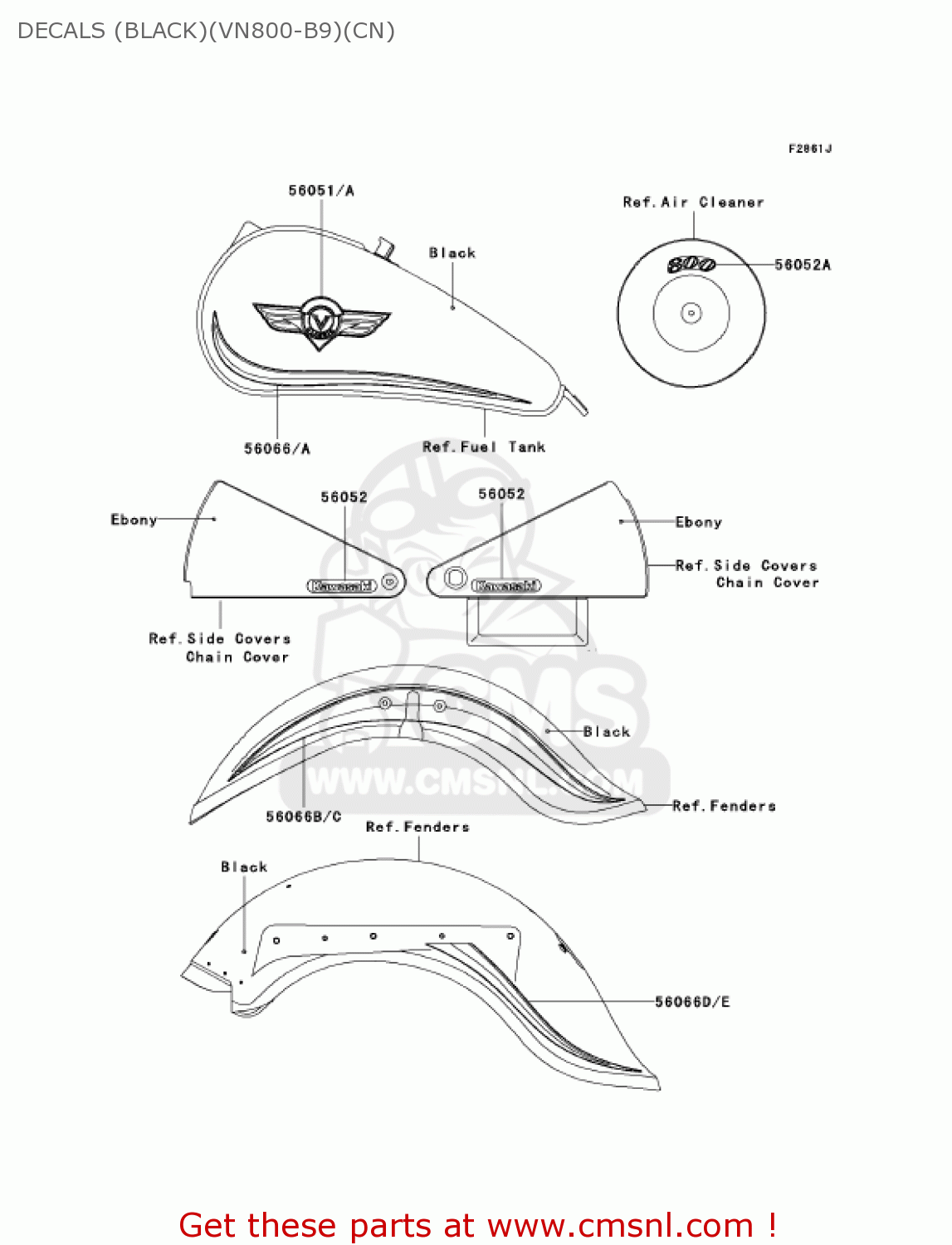 DECALS (BLACK)(VN800-B9)(CN) VN800B9 VULCAN 800 CLASSIC 2004 USA CALIFORNIA CANADA