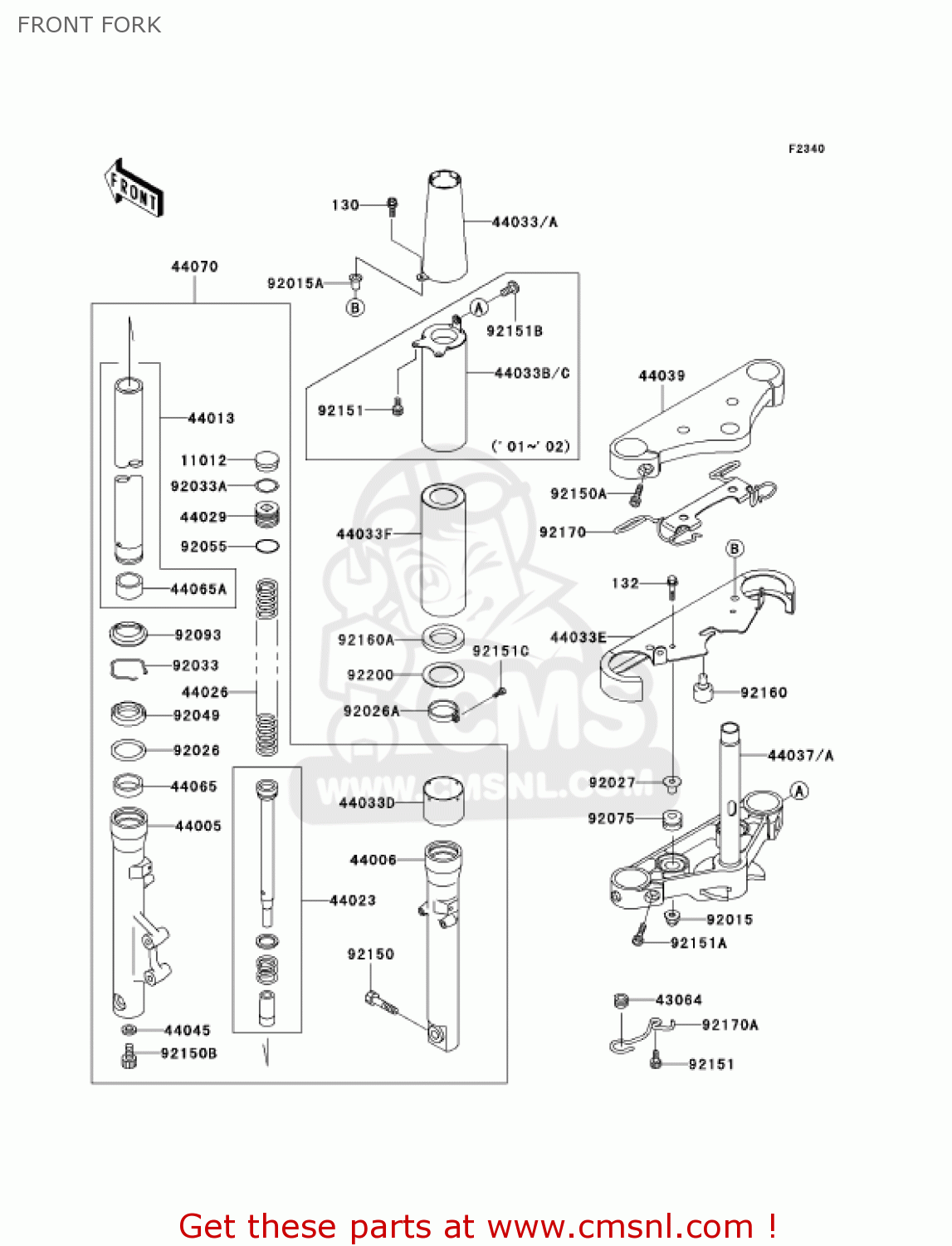 FRONT FORK VN800B9 VULCAN 800 CLASSIC 2004 USA CALIFORNIA CANADA
