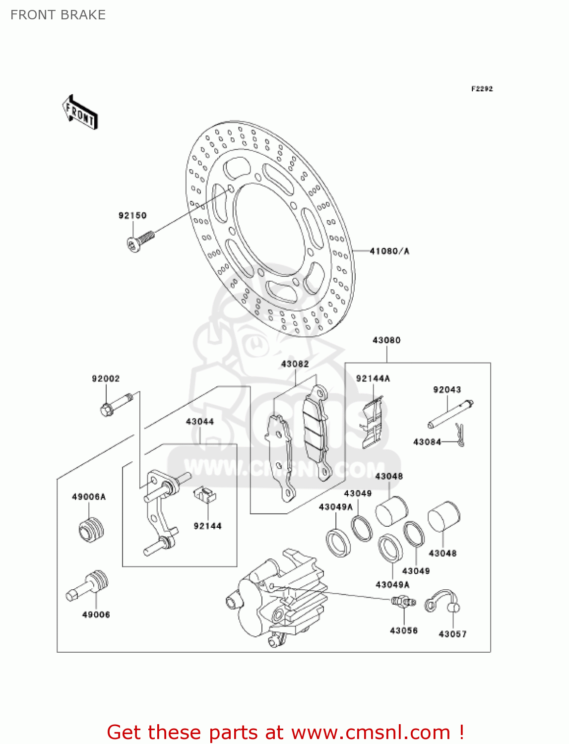 FRONT BRAKE VN800B9 VULCAN 800 CLASSIC 2004 USA CALIFORNIA CANADA