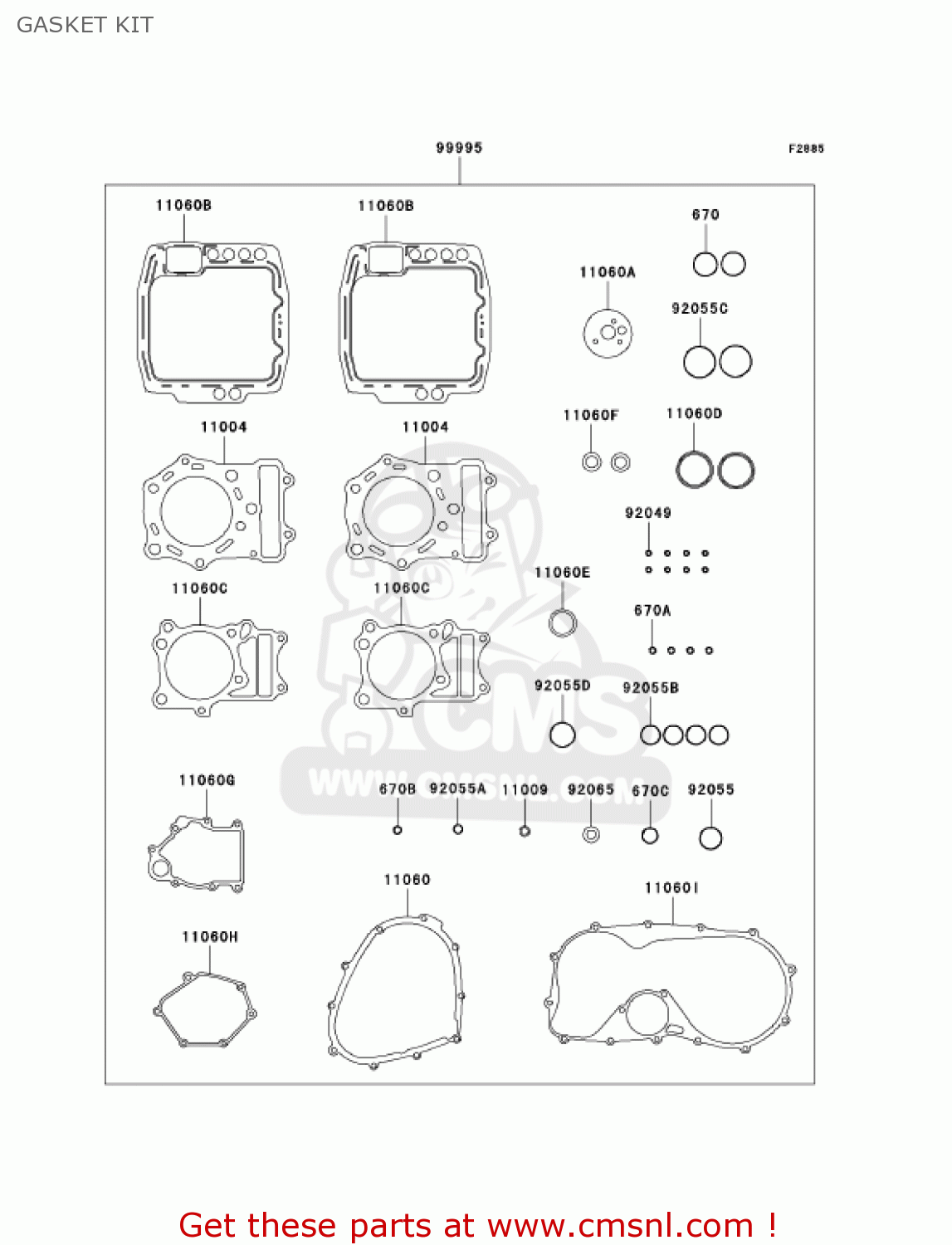 GASKET KIT VN800B9 VULCAN 800 CLASSIC 2004 USA CALIFORNIA CANADA