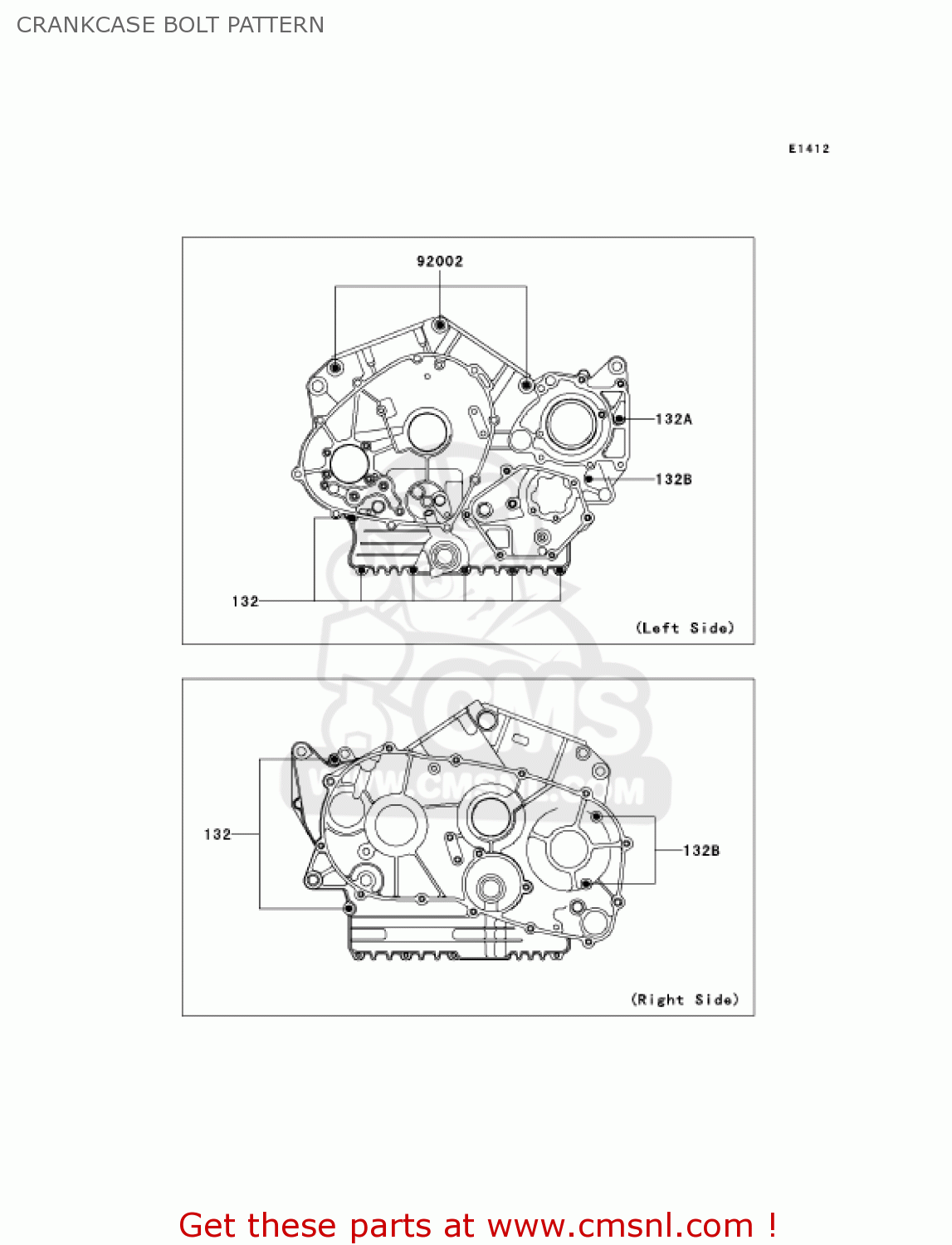 CRANKCASE BOLT PATTERN VN800B9 VULCAN 800 CLASSIC 2004 USA CALIFORNIA CANADA