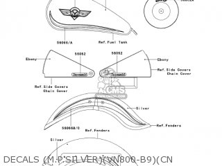 DECALS (M.P.SILVER)(VN800-B9)(CN - VN800B9 VULCAN 800 CLASSIC 2004 USA CALIFORNIA CANADA