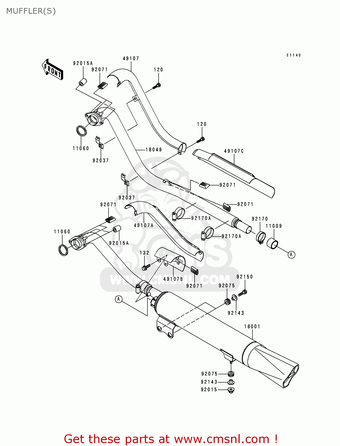MUFFLER(S) VN800C1 VN800 DRIFTER 1999 EURO UK FR NL AR FG GR IT NR SD SP ST