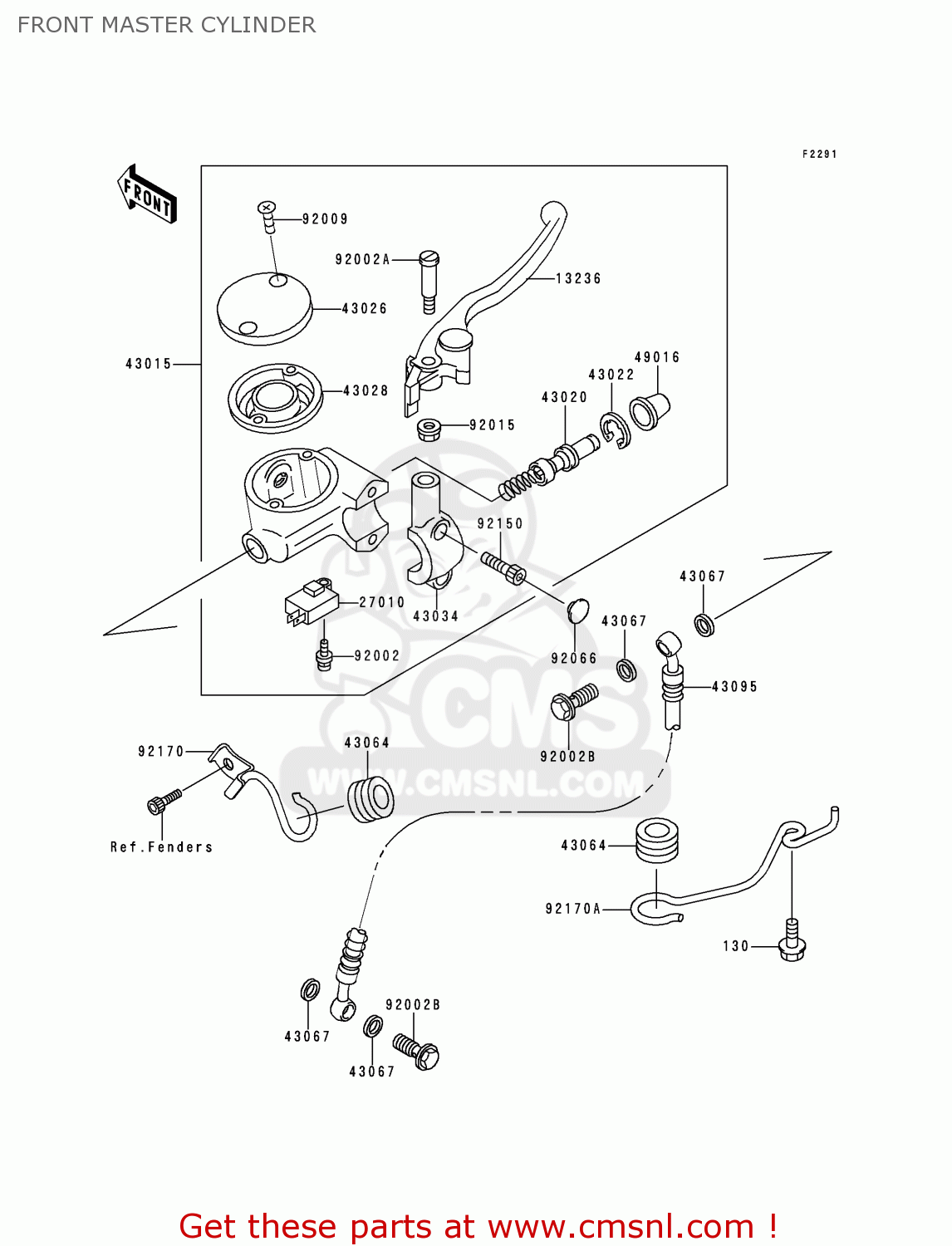 FRONT MASTER CYLINDER VN800C1 VN800 DRIFTER 1999 EURO UK FR NL AR FG GR IT NR SD SP ST