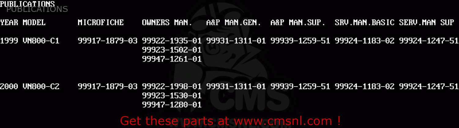 PUBLICATIONS VN800C1 VN800 DRIFTER 1999 EURO UK FR NL AR FG GR IT NR SD SP ST