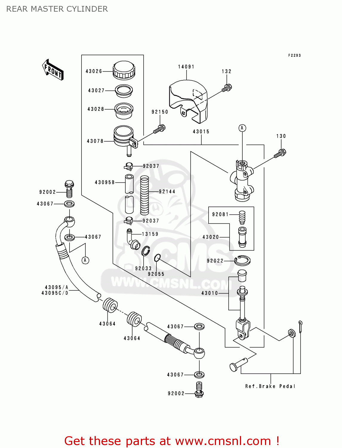 REAR MASTER CYLINDER VN800C1 VN800 DRIFTER 1999 EUROPE UK FR NR SP