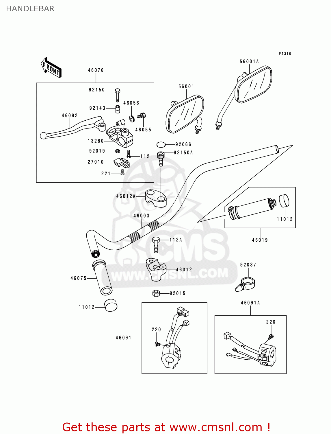 HANDLEBAR VN800C1 VN800 DRIFTER 1999 EUROPE UK FR NR SP