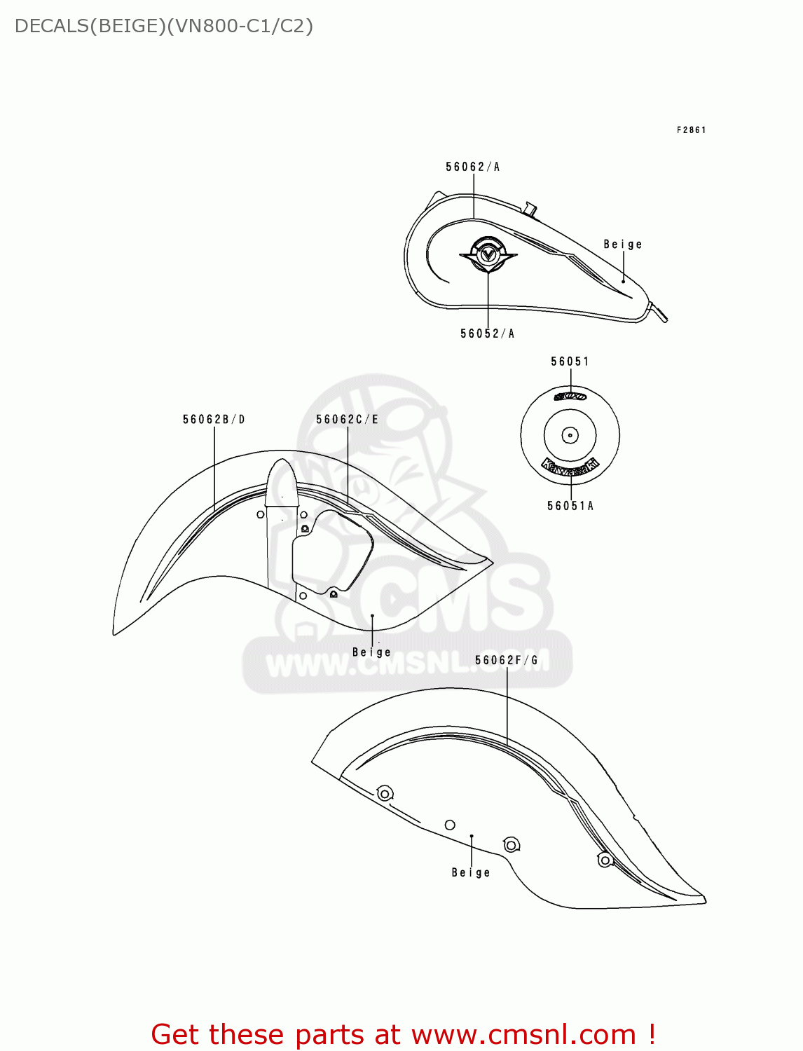 DECALS(BEIGE)(VN800-C1/C2) VN800C1 VN800 DRIFTER 1999 EUROPE UK FR NR SP